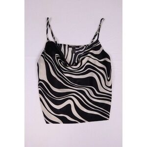 Forever 21 Black White Swirl Marble Print Cowl Neck Cami Top Womens Medium